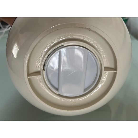 Vintage MCM Corning Thermique Thermal Carafe White Black Ribbed Pitcher - Picture 5 of 9